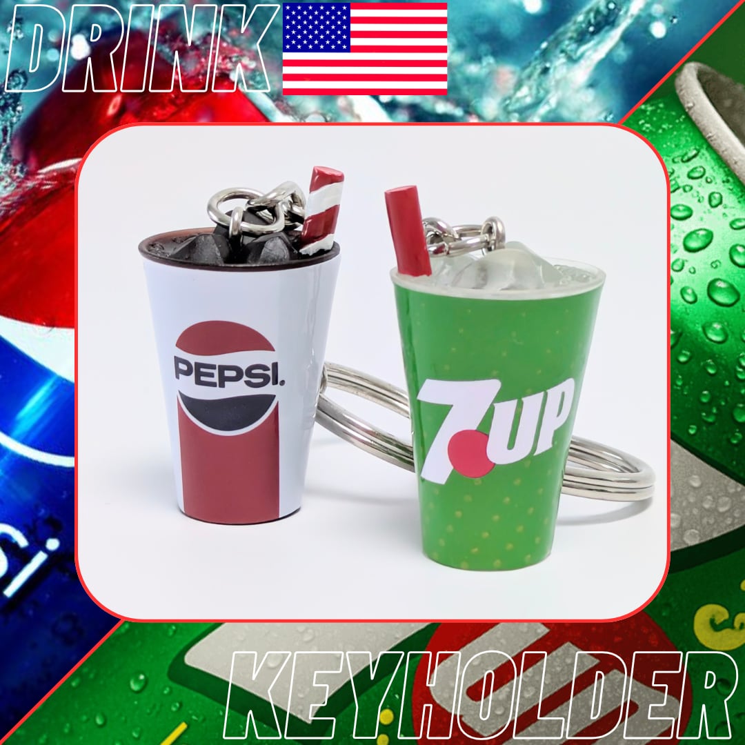 【 ドリンクカップ3Dキーホルダー 】 PEPSI / 7up〚アメリカン雑貨 アメトイ〛