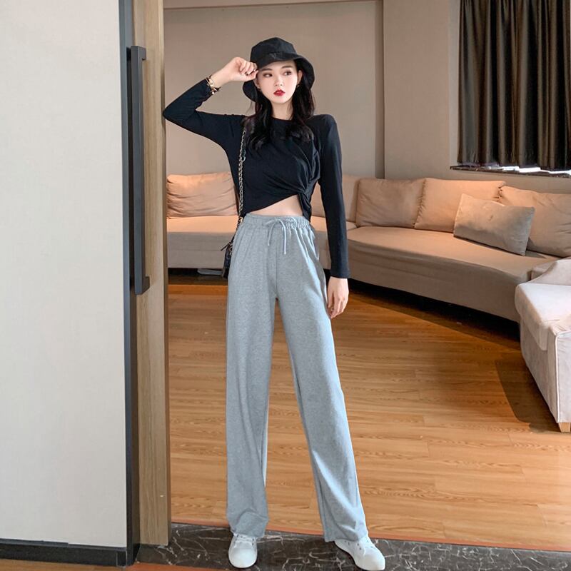 2020香港フレーバー新しいレトロシックカジュアルワイルドルーズモップパンツドレープ巾着スポーツカジュアルパンツ女性 YY-ファッション42864428795