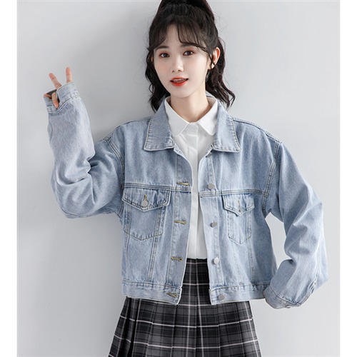 長袖デニムジャケット 春服秋服 大きいサイズ レディースアウター Gジャン アウター レディースジャケット カジュアル 長袖 スタイリッシュ シンプル ショートデニムジャケット ルーズ 大人可愛い