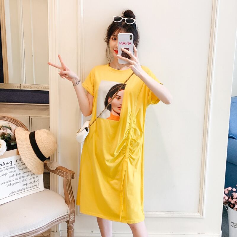 【新作】【送料無料】 マタニティウェア2020夏の新しいファッション熱伝達流行のママドレスバージョンの長期妊娠中の女性のTシャツスカート-アリババ ロング サマー 夏物 expec265081052682