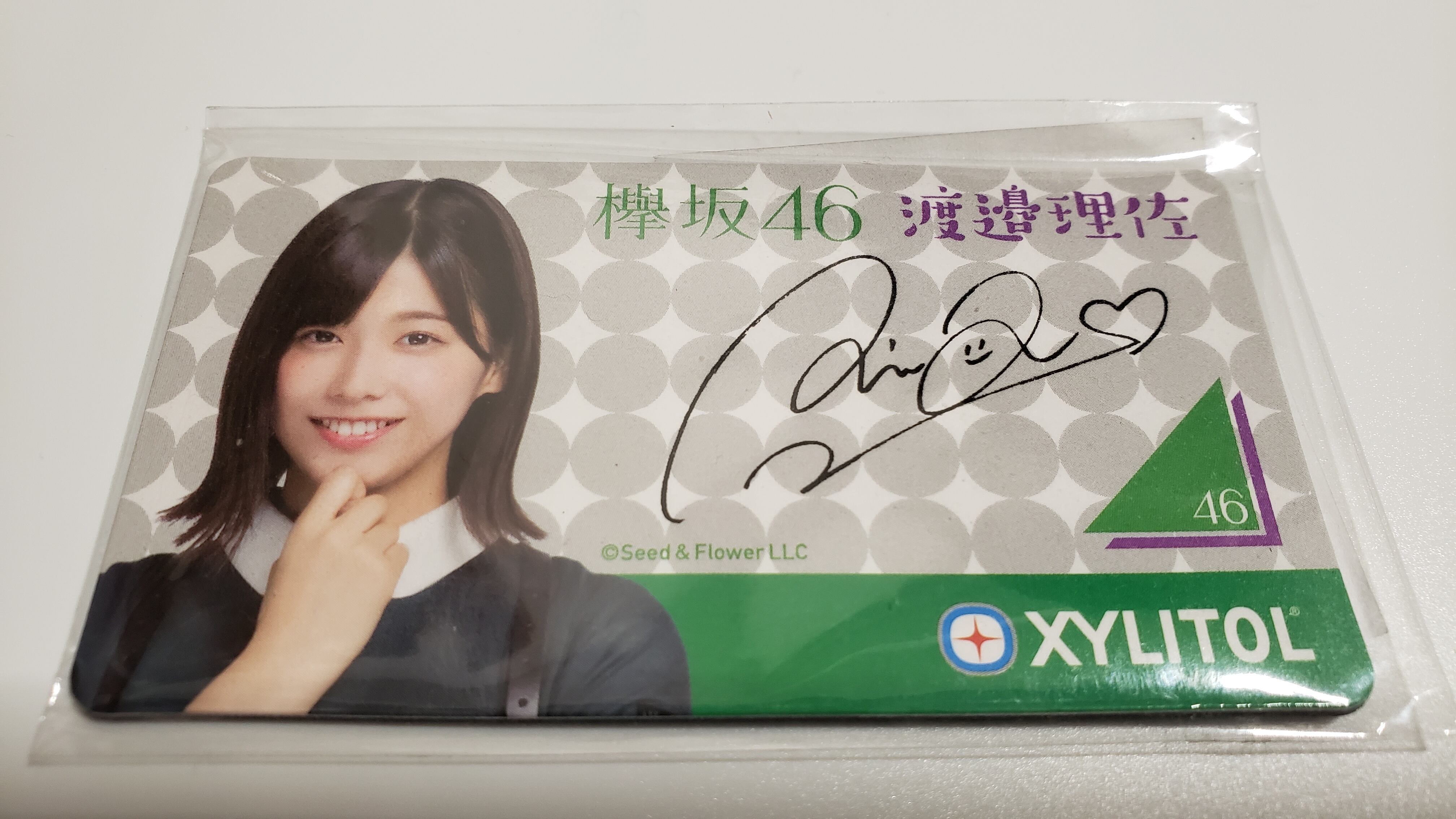 欅坂46 渡邉理佐 マグネット ロッテ キシリトールコラボ 長し 欅坂46サイン入りXYLITOLコラボ、マグネットシート4点セット