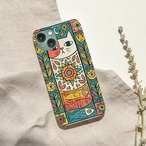 受注生産 iPhoneケース 太陽と鳥のサイケ民芸パネル｜鳥モチーフ PSYF005C