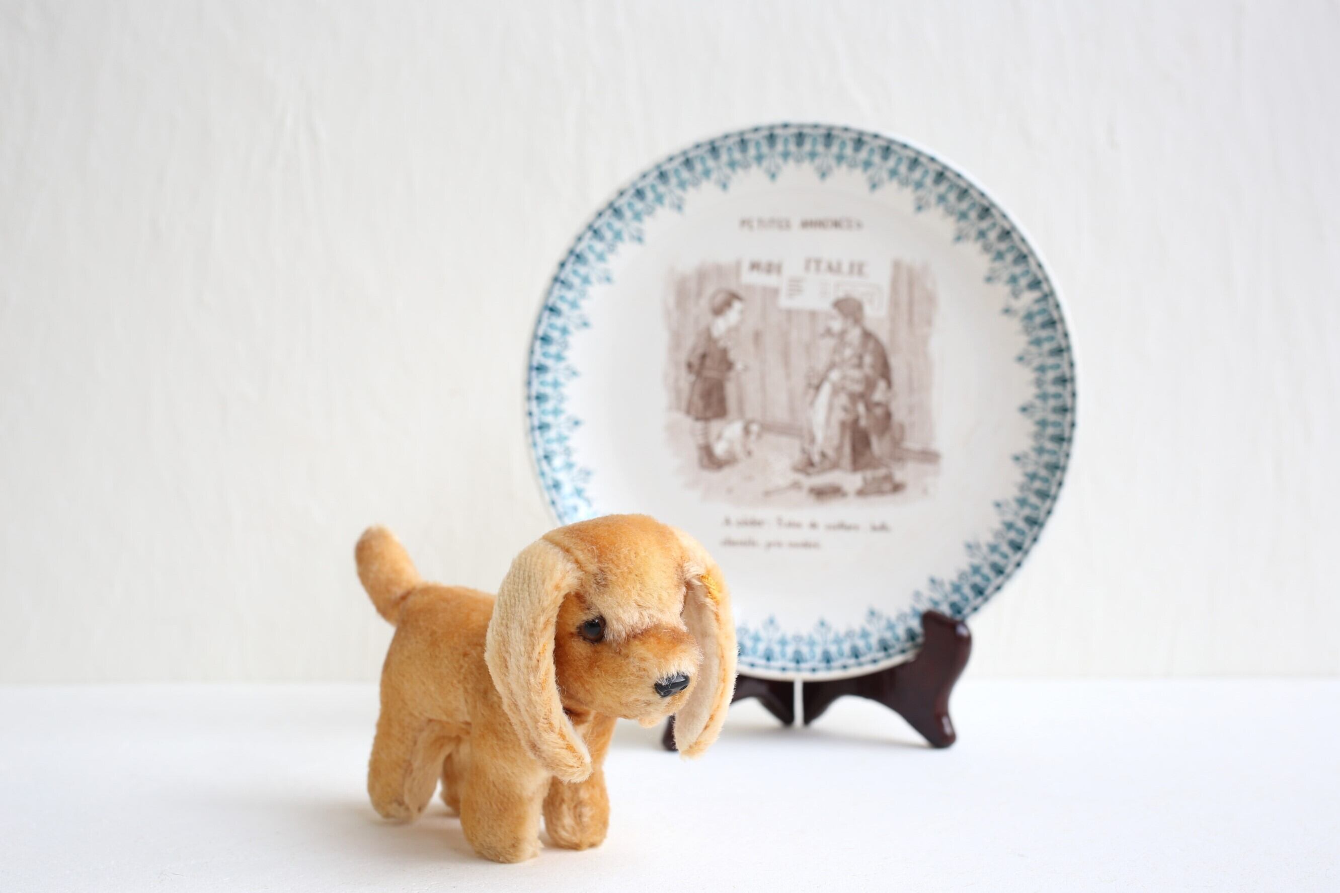 フランス アンティーク ヴィンテージ 小さなイヌのぬいぐるみ N-04359