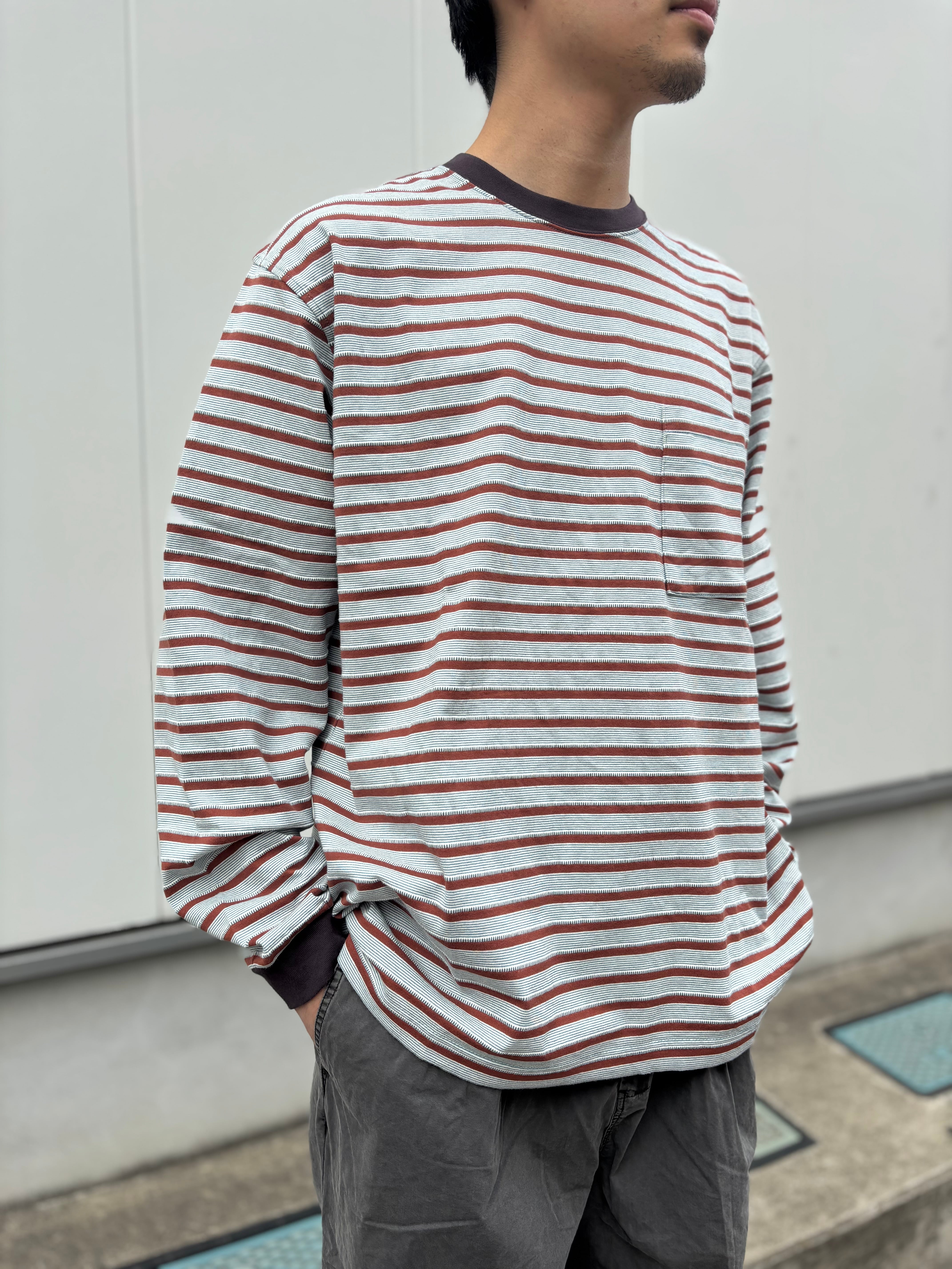 NOROLL UNEVENNESS L/S TEE GREEN ORANGE / ノーロール Tシャツ