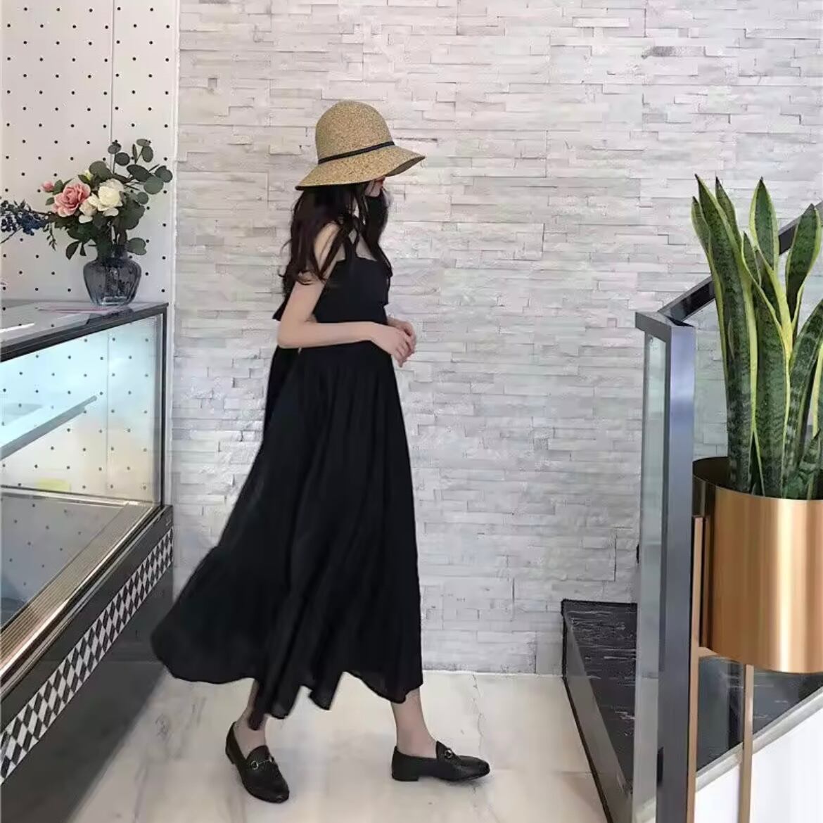 ロングフレアバックリボンサマードレス