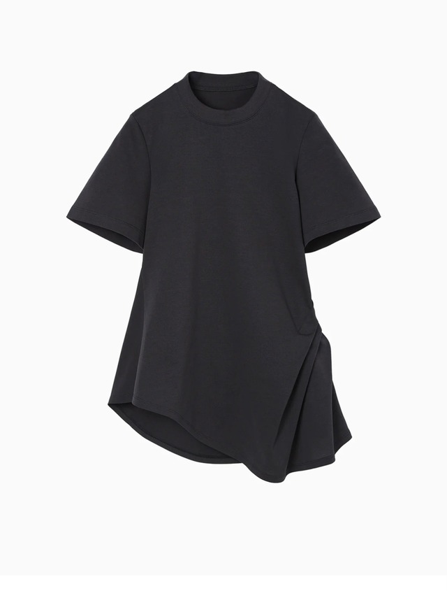 【Mame Kurogouchi】Cotton Jersey Asymmetric T-Shirt - navy