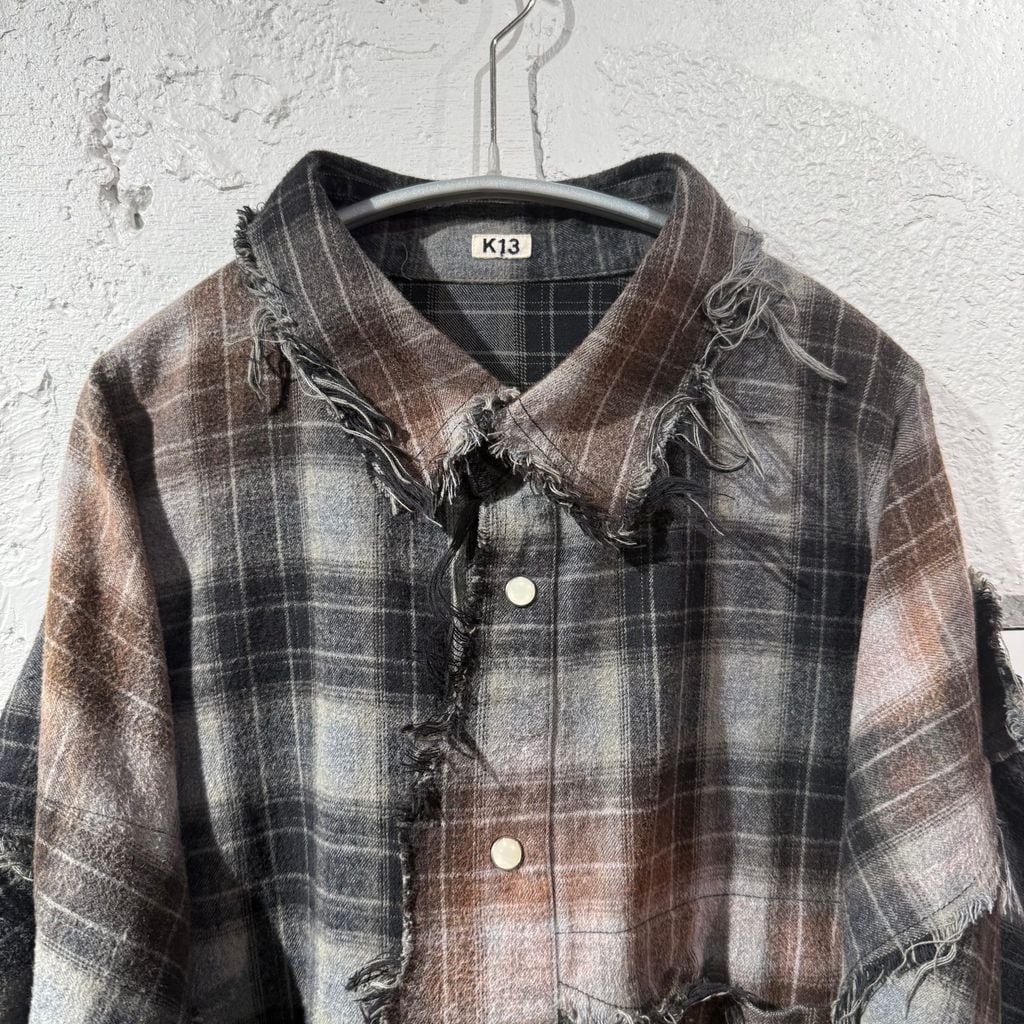 KHOKI コッキ 25AW Vintage-effect checked shirt ヴィンテージ加工