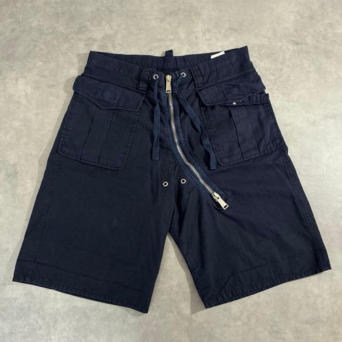 DSQUARED2 12SS 斜めジップ カーゴ ハーフパンツ ネイビー