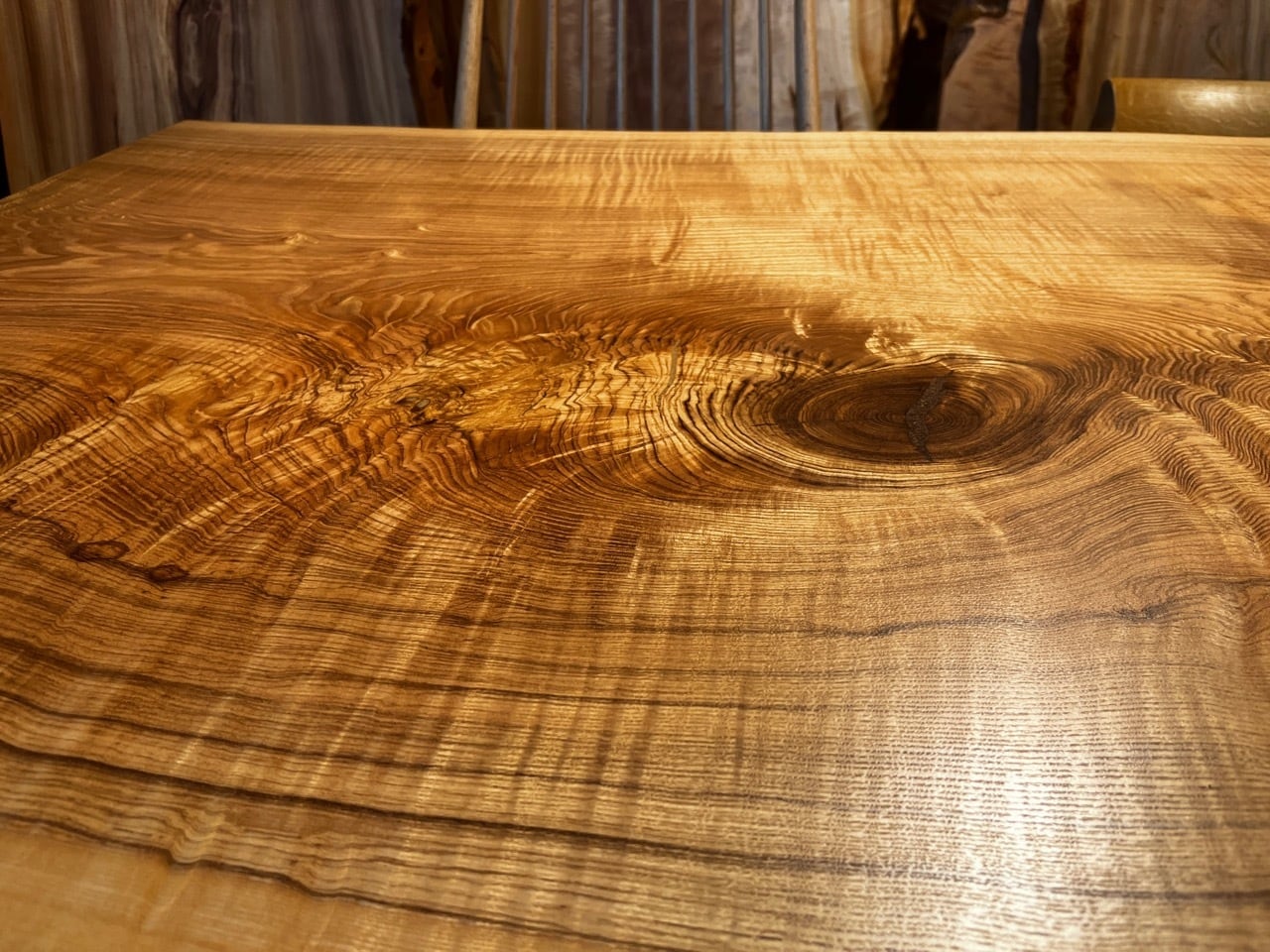 Premium】タモ_2200×940-870×52_青山店_テーブル天板/一枚板 242317