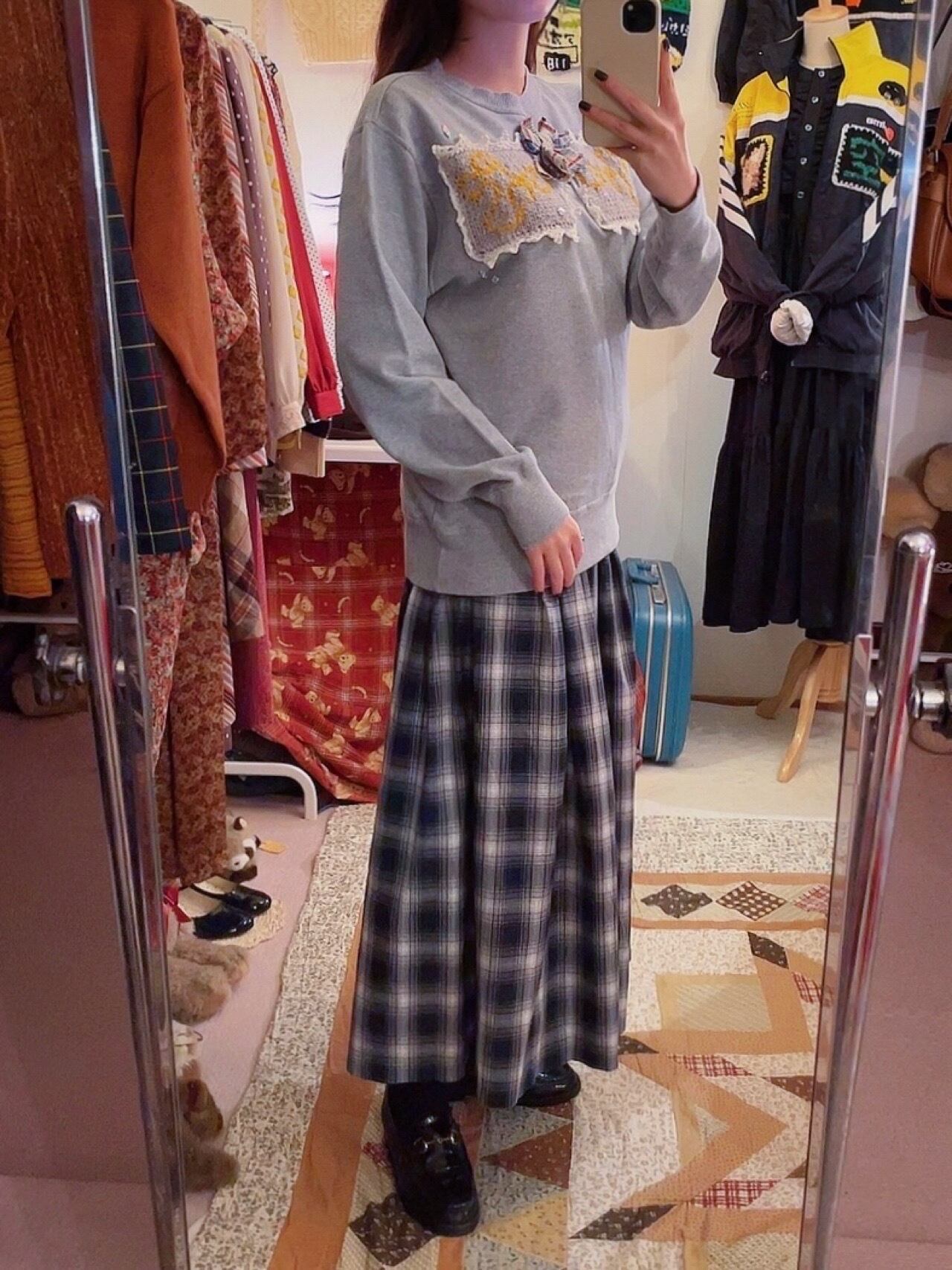 remake / side street light ribbon gray sweat