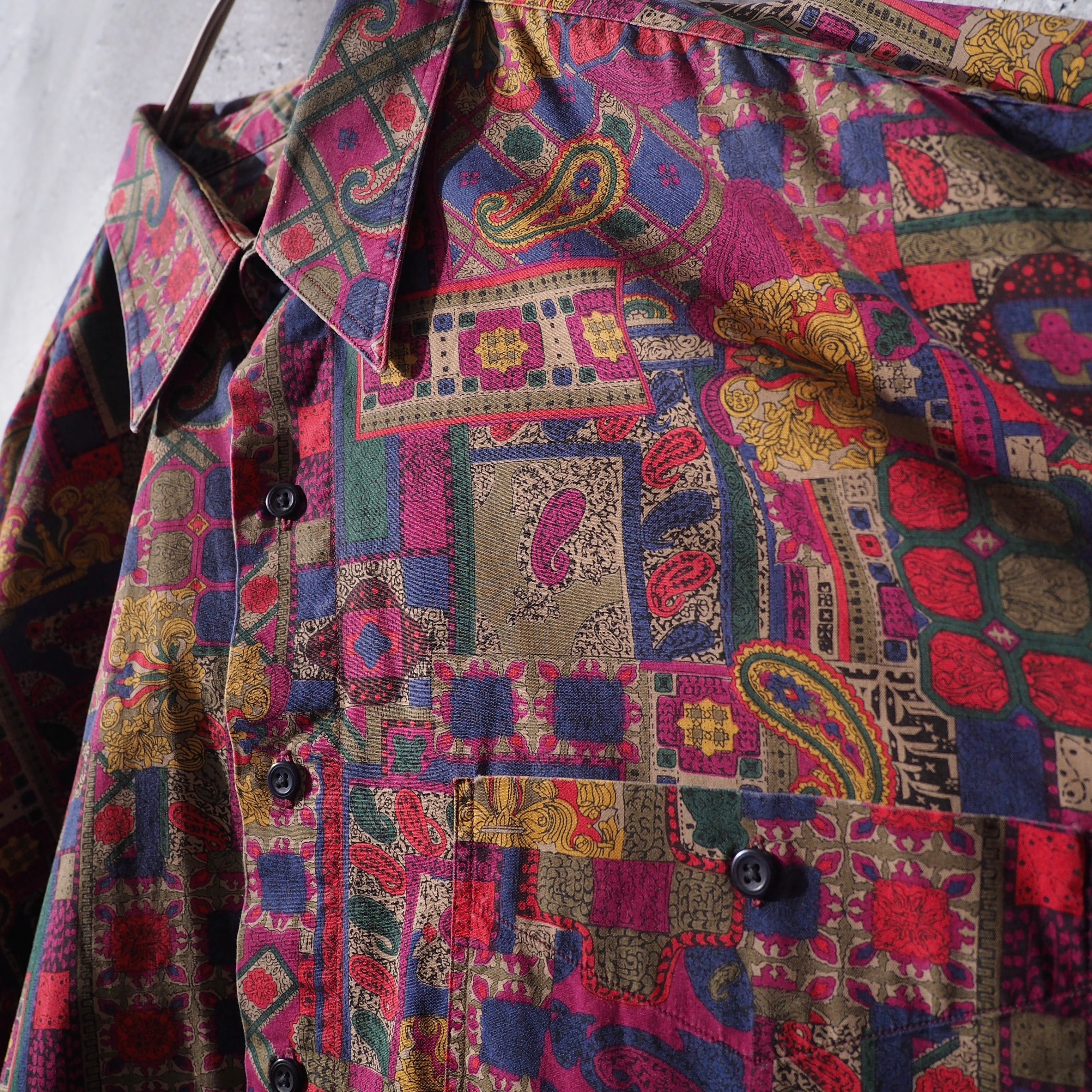 1990s "曼荼羅 " Beautiful luxury All Over pattern vintage loose shirt