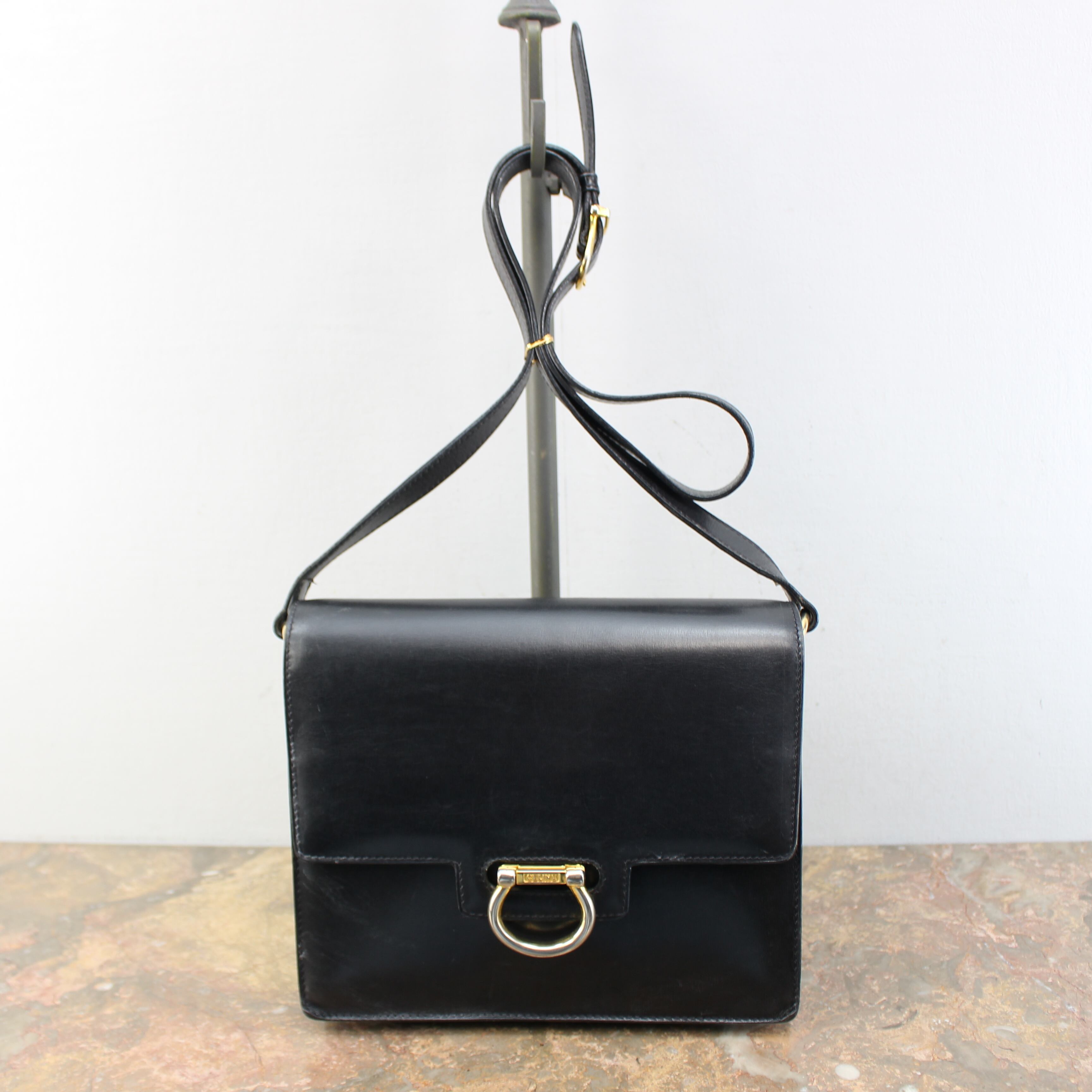 CELINE LOGO DESIGN LEATHER SHOULDER BAG MADE IN ITALY/オールド ...