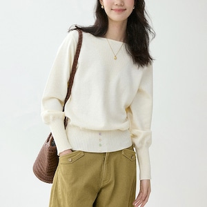 ボートネックパフスリーブニット No.6033