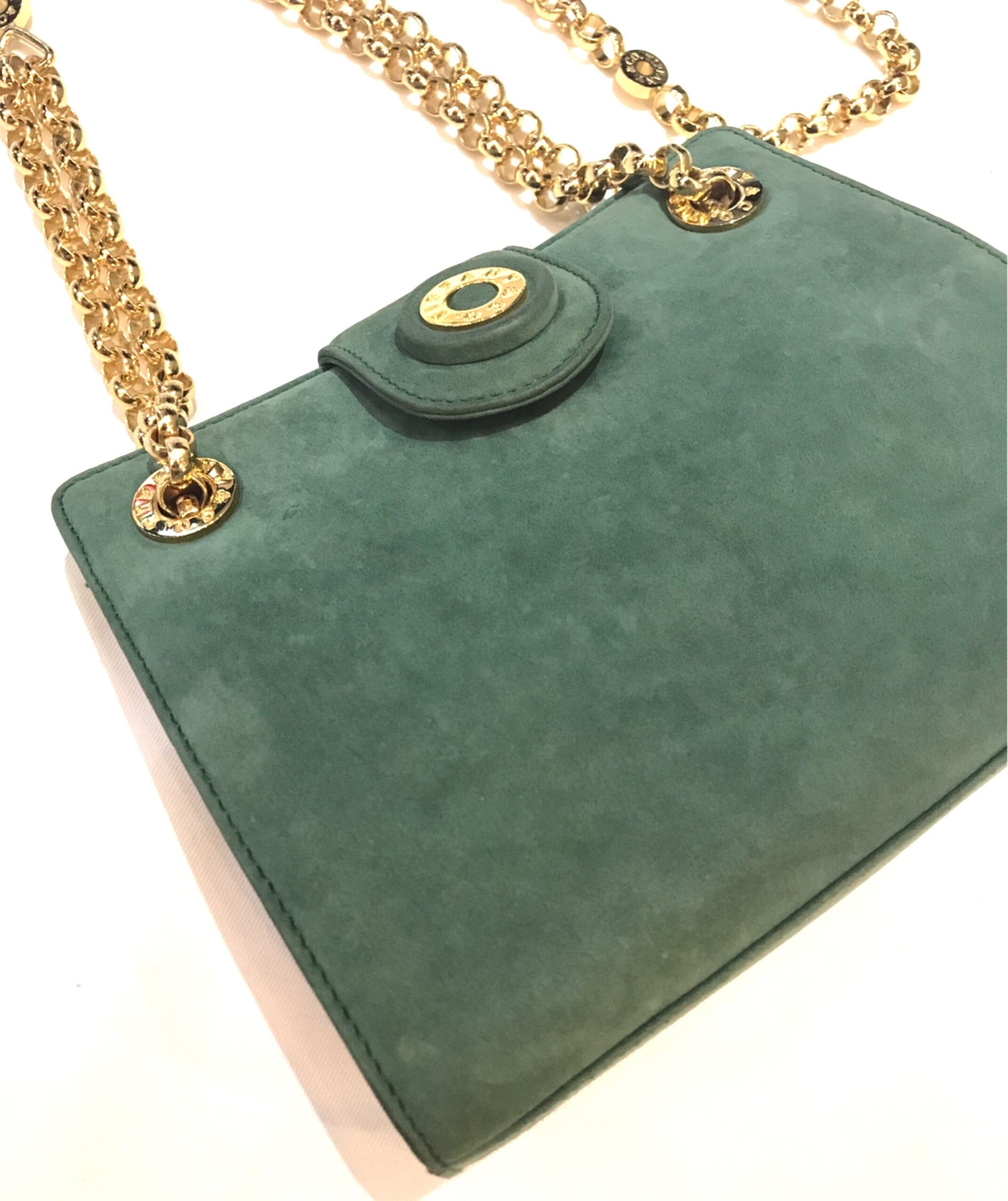 オフィス【保存袋と箱付】Tiffany グリーン 緑 ゴールドチェーンバッグ 春