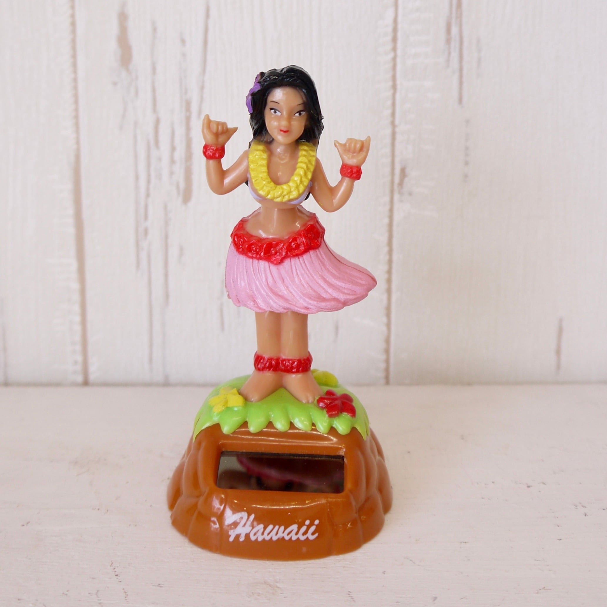 ★フラドール/フラ人形★<aloha フラガール/ピンク>ユラユラ ダッシュボードドール/ハワイアン雑貨/ソーラー人形<SR54>