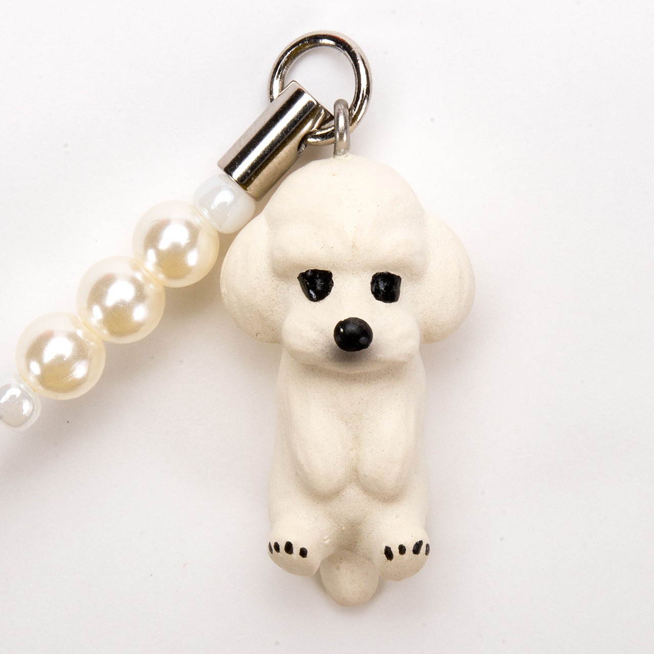 Dog 92 Toy Poodle トイプードル ホワイト ビーズ ストラップ DN-8002