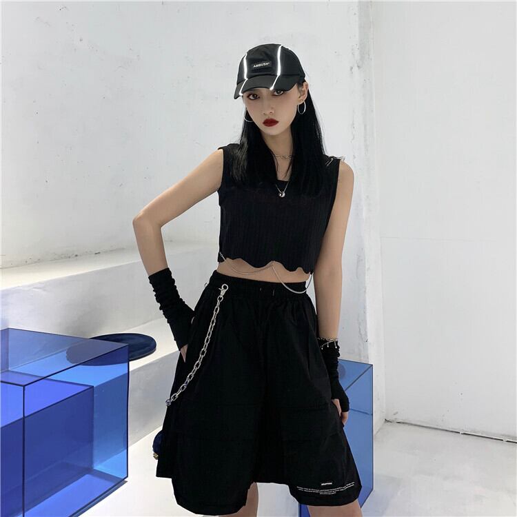 スタイルサマーカジュアルレッドノースリーブトップス ショート 夏物 ケッペル96844953231