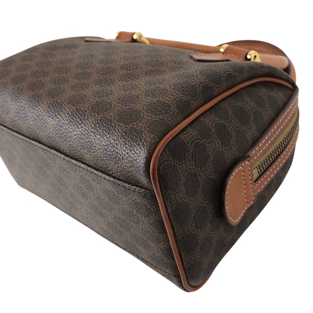 CELINE セリーヌ マカダム ショルダーバッグ ブラウン PVCレザー 2WAY ミニバッグ vintage ヴィンテージ オールド 6ryc2n