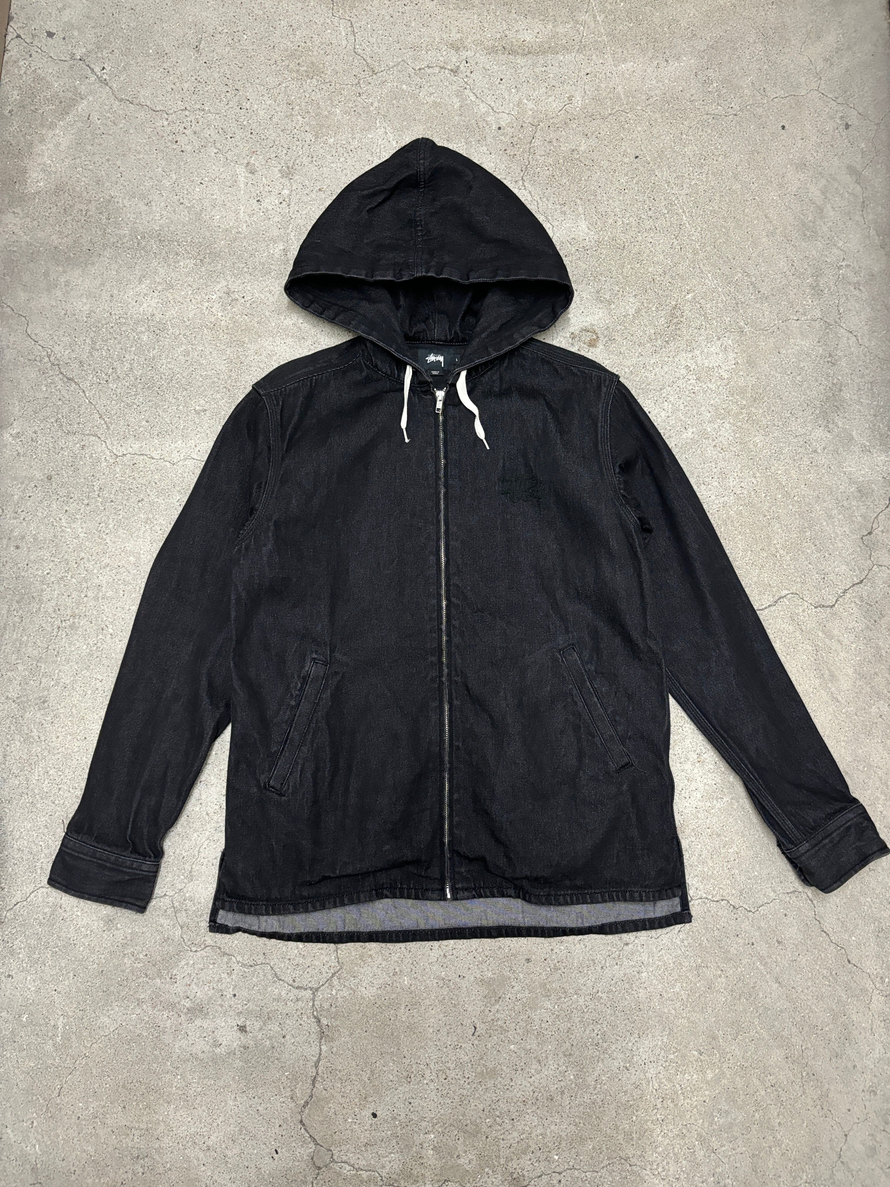 STUSSY/Denim zip up Hoodie/L/デニムジップパーカ－/フーディ 