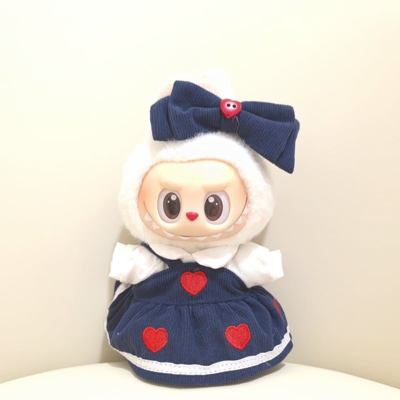 Labubu 1-3代用 ハート刺繍ワンピース+トップス+ヘアアクセサリー