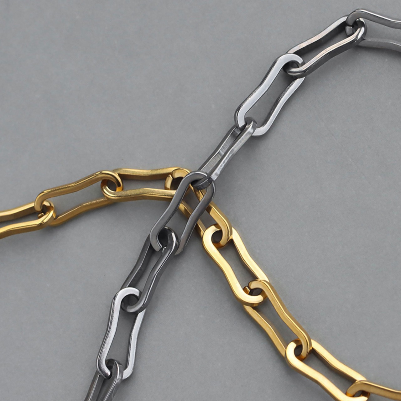 【ネコポス便】ネックレス ペーパーチェーン ステンレス レディース K18 18金 18K 金アレ対応 ウェーブ チェーンのみ チェーンネックレス 2584