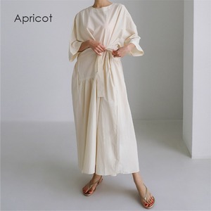 Ribbon Knot Simple Long Dress / リボン結び シンプル ロング ワンピース