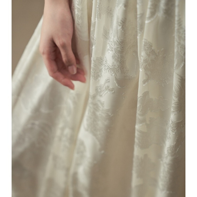 sheer jacquard loose blouse and long skirt　10896