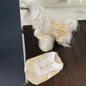 【PET】薄黄色花柄襟付きトップスORワンピース