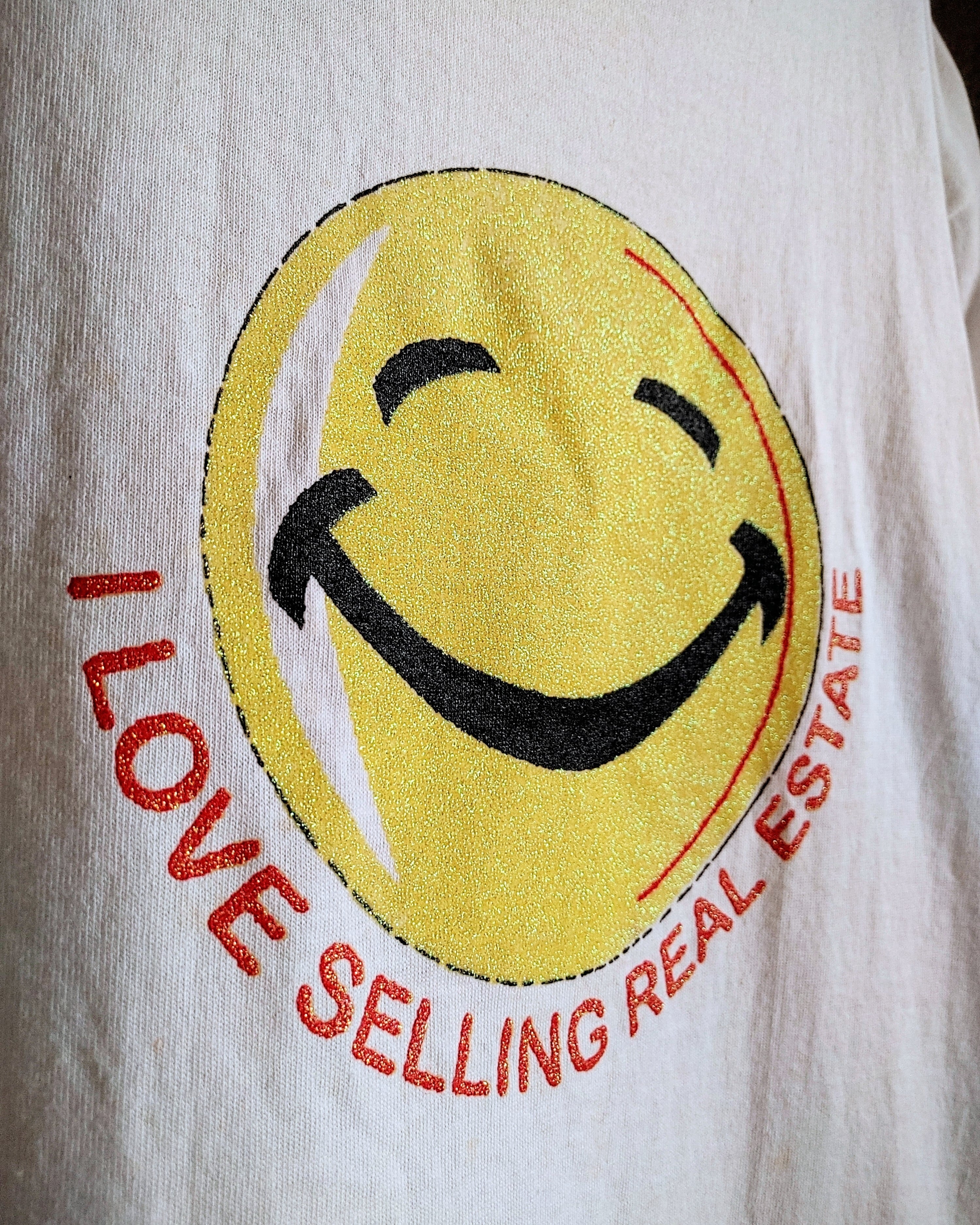 スマイリー Tシャツ ラメ サイズS デッドストック 未使用 古着 スマイリー Tシャツ ラメ サイズS デッドストック 未使用 古着