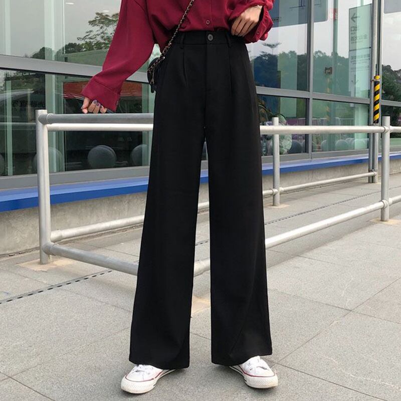 パンツ スプリングオータムワイドレッグハイウェストウェストカジュアルルーズ 春物 秋物 ワイドパンツ 萌量不足11075212786