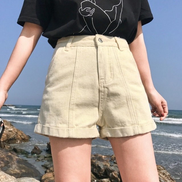 ロールアップジーンズホットパンツ / 2カラー