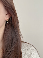 S925 キラキラスターフープピアス