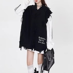 distressed vneck knit vest / l0257