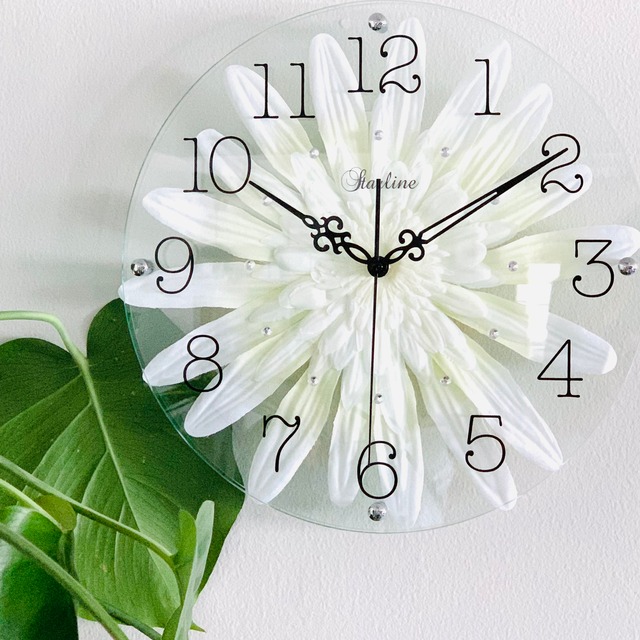 アートフラワークロック　ジャンボガーベラガラス掛け時計　SW-1187WT