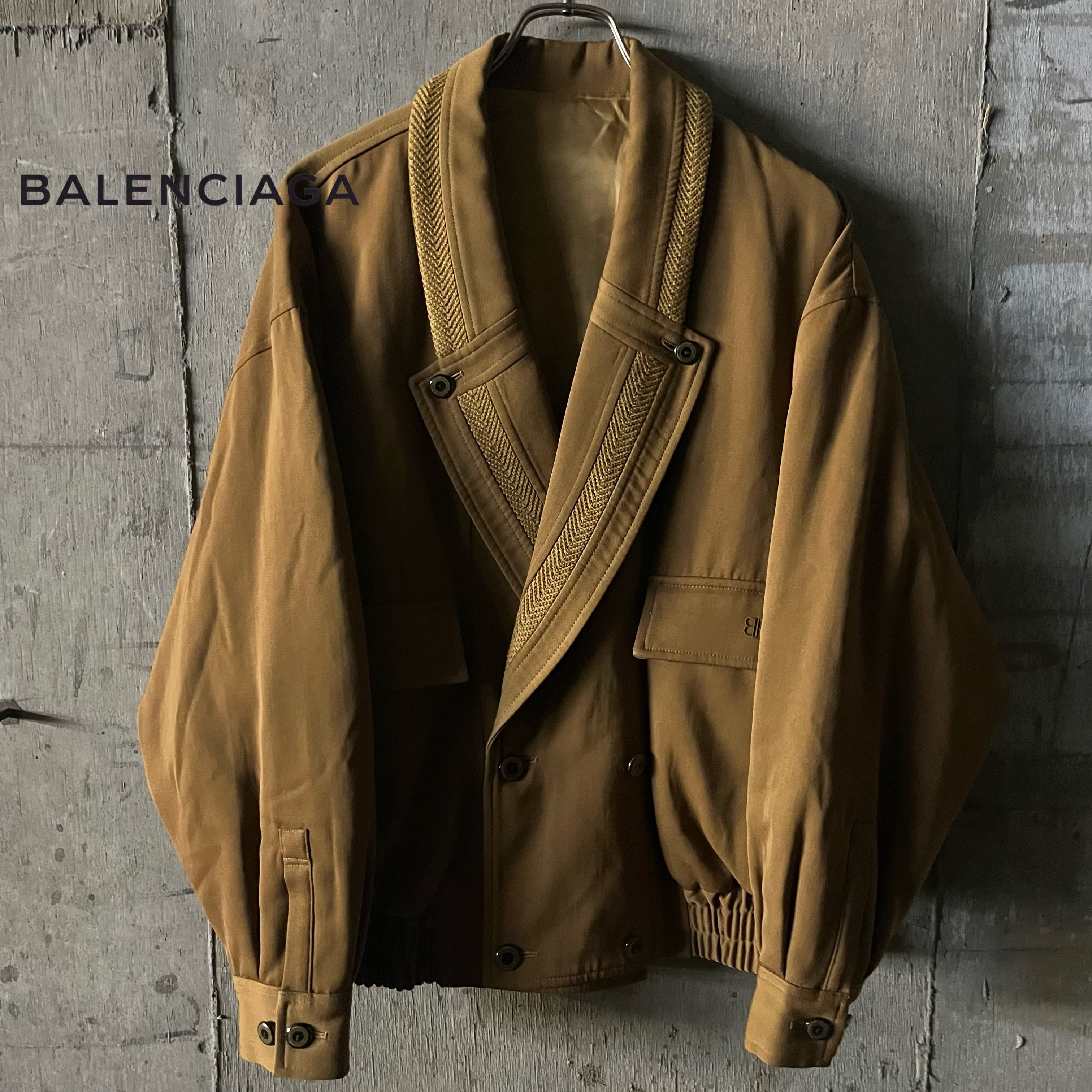 BALENCIAGA〗logo embroidery shawlcollar short blouson jacket 