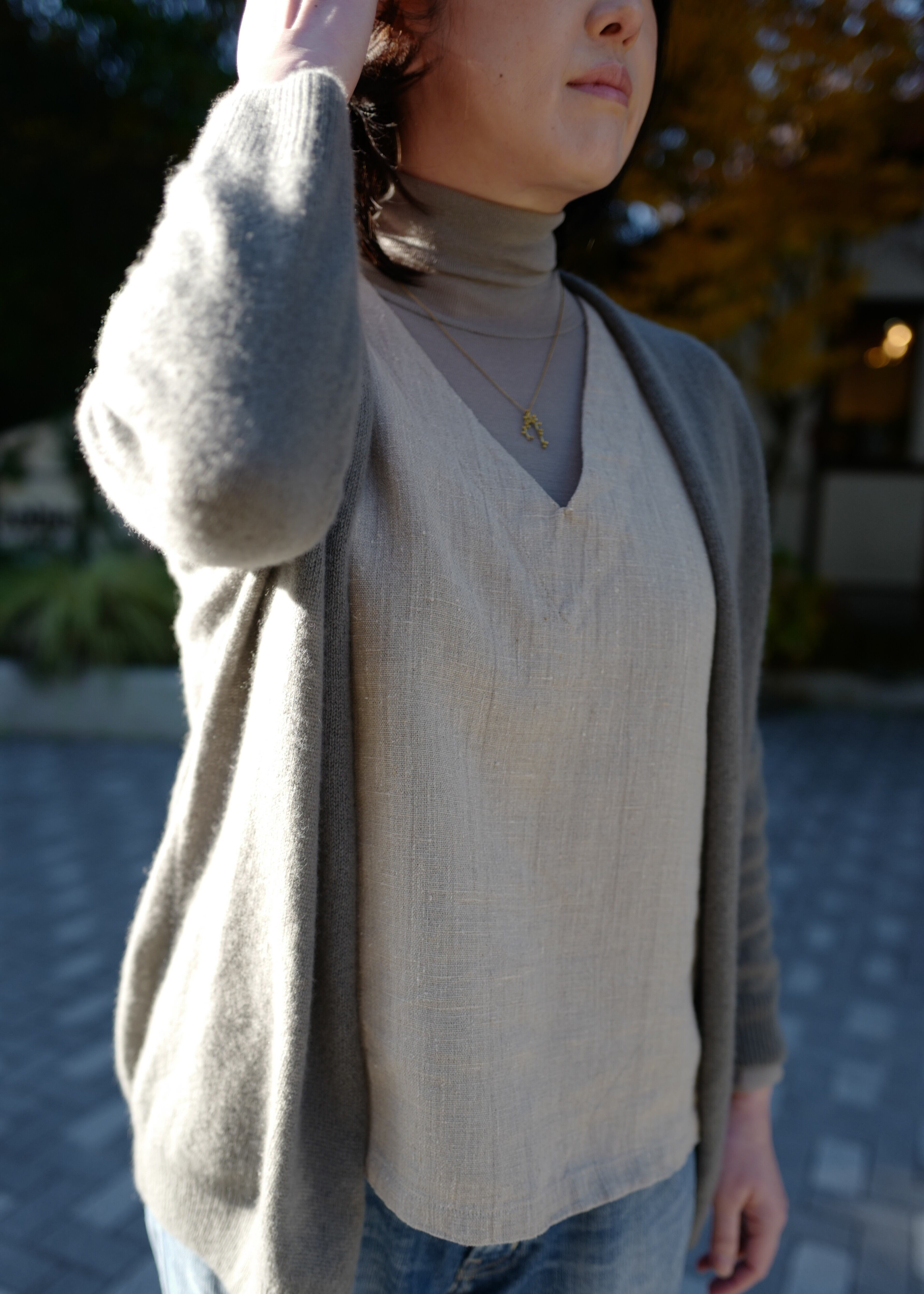 evam eva ｜cashmere cardigan (silver sage) | robin ASO