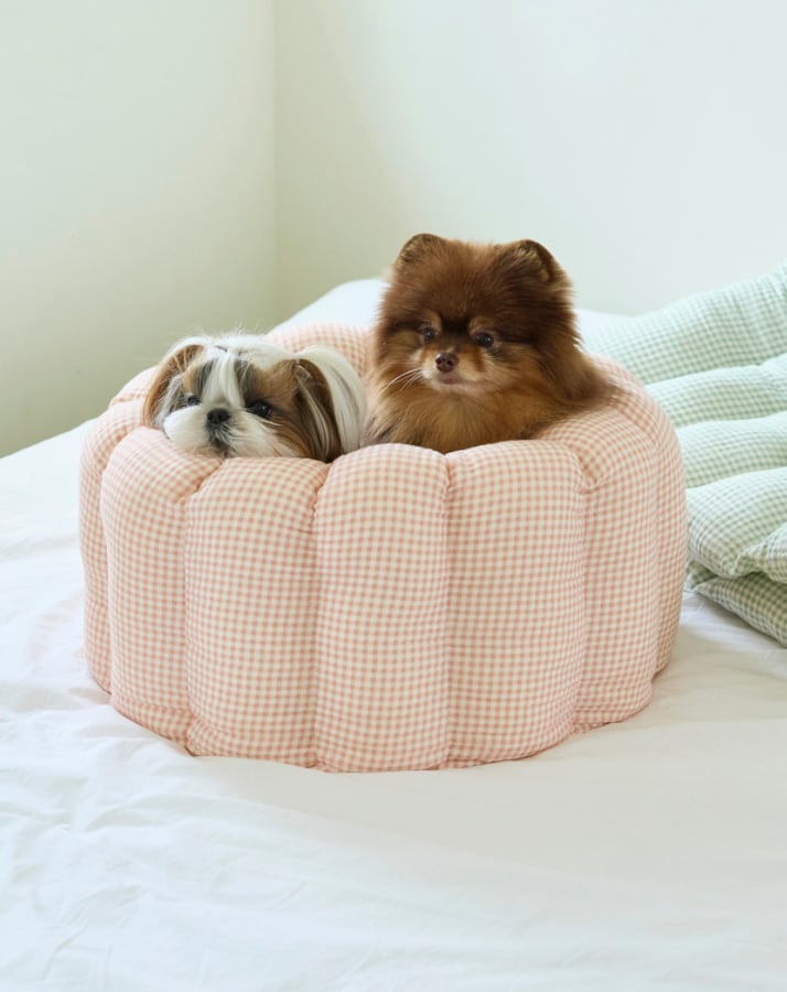 予約【azalea】Soft Mini Gingham Canelé Cushion (pink)