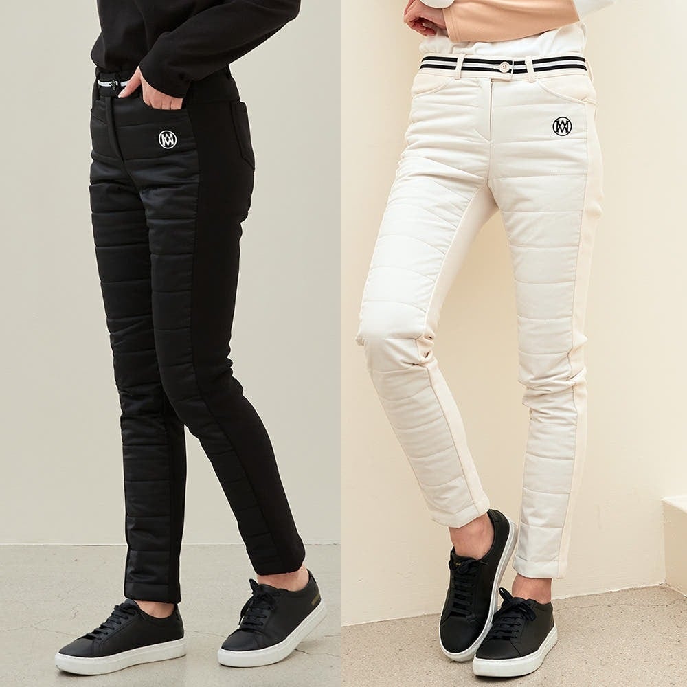 前面キルティング×裏起毛防風スリムパンツ (大きいサイズあり)