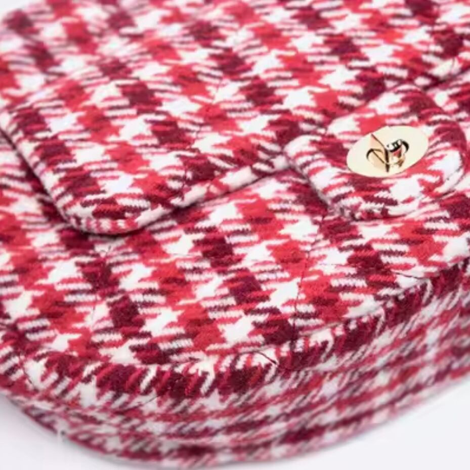 retro check crescent moon bag