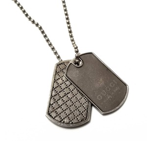 グッチ ネックレス タグ ディアマンテ ドックタグ ロゴ ディアマンティッシマ ペンダント シルバー SV925 メンズ GUCCI 【中古】10035004