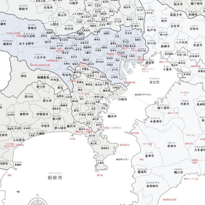グレイッシュブルー】関東地図ポスター A2サイズ | SONORITE