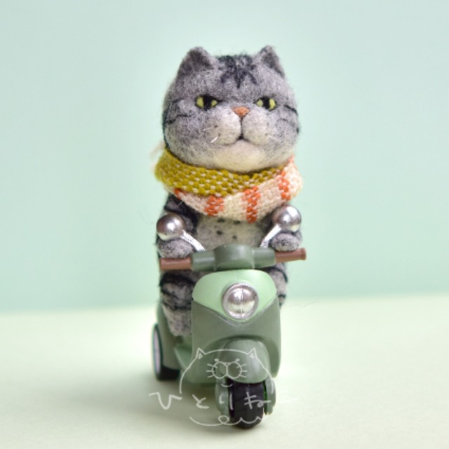 【猫さん】バイクねこ／クラシックタビー（銀）