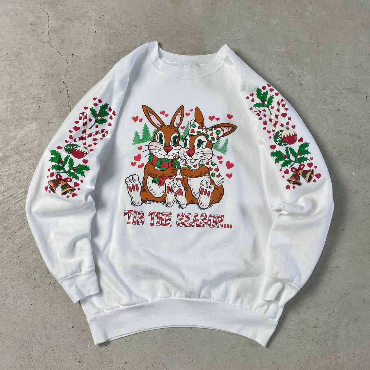 90年代 USA製 アニマル クリスマス プリント スウェットシャツ