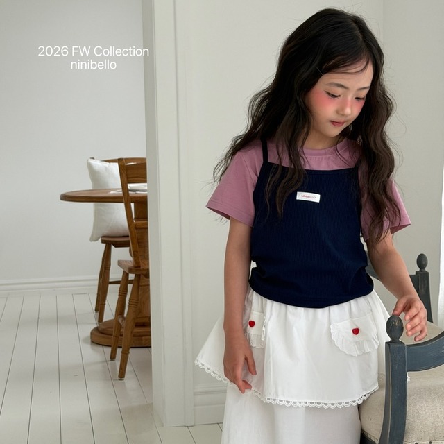 送料無料【予約】ninibello/Jr. Momo Apron Skirt