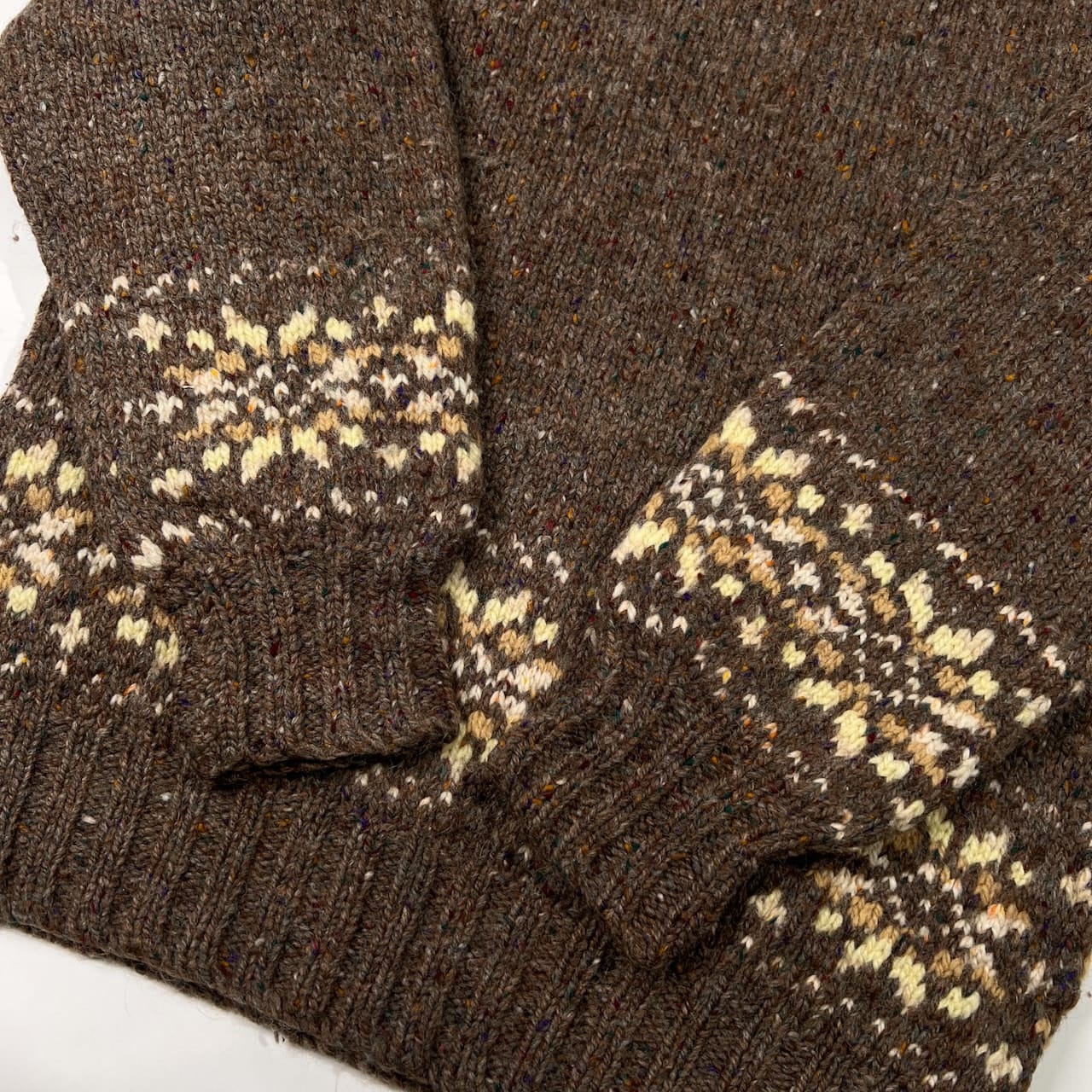 スコットランド製 Laurence J Smith ローレンス ジェイ スミス ノルディック シェットランド ウールニットセーター L~XL程度/ビンテージ/英国製