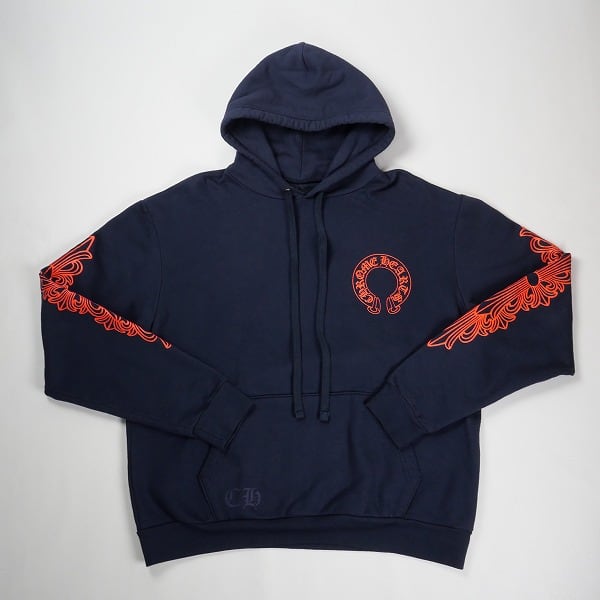 Size【S】 CHROME HEARTS クロム・ハーツ HORSE SHOE HOODIE NAVY/RED