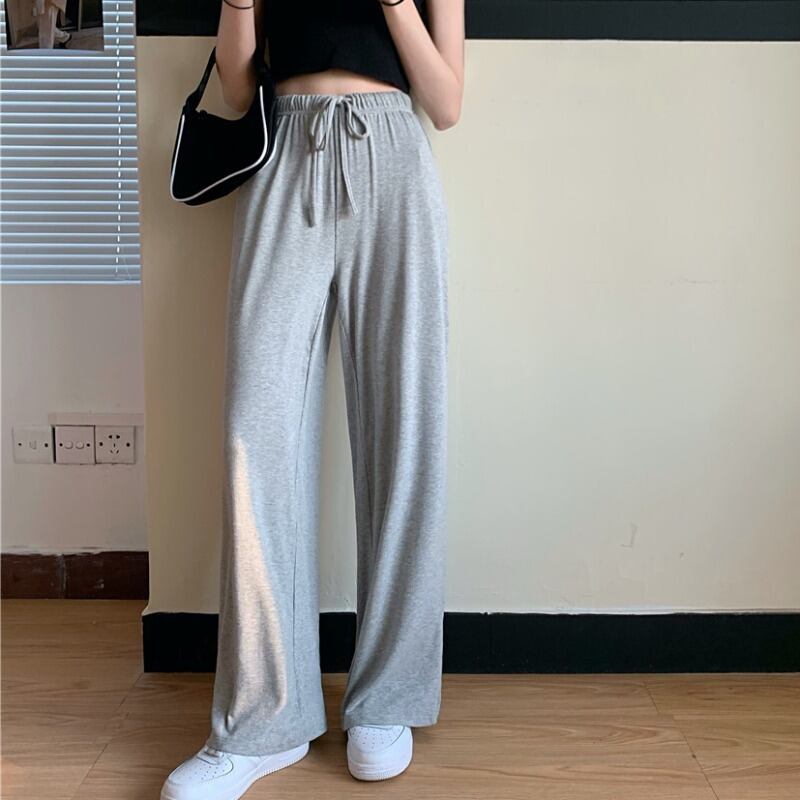グレーパンツ サマーハイウェスト薄手ルーズカジュアル 夏物 YY-ファッション10654130759