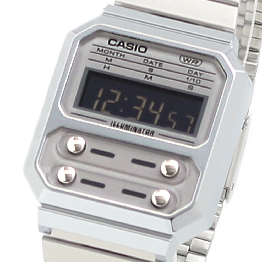 カシオ CASIO A100WE-7B 腕時計 ユニセックス シルバー クロノグラフ