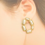 ビジューリングピアス 韓国デザイン 両耳用 GOLD・SILVER 3.5㎝ ゴールド×クリアービジュ シルバー×ホワイトストーン プレゼントピアス デートピアス  bittersweet