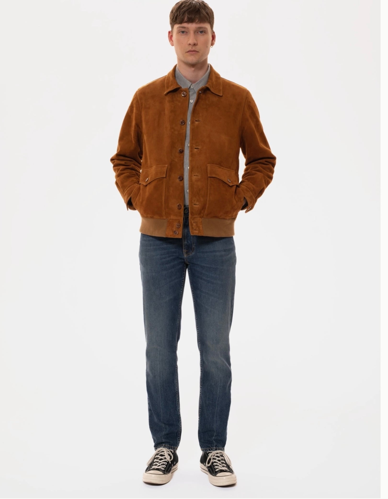 Nudie jeans ヌーディージーンズ 2022秋冬 Steve Leather Jacket Cognac スウェードレザージャケット | An